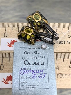 *Серьги Цитрин Бразилия АРТ 60440-3 (ВЕС 8,73 Г) - фото 218884