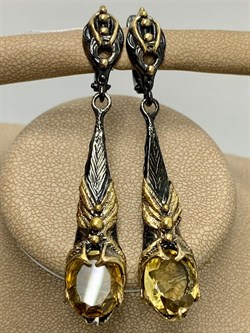 *Серьги Цитрин Бразилия АРТ 60393 ВЕС 13,15 Г - фото 218907