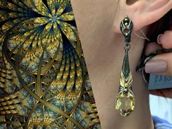 *Серьги Цитрин Бразилия АРТ 60393 ВЕС 13,15 Г - фото 218908