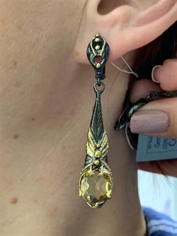 *Серьги Цитрин Бразилия АРТ 60393 ВЕС 13,15 Г - фото 218909