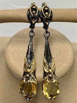 *Серьги Цитрин Бразилия АРТ 60393 ВЕС 13,15 Г - фото 218913