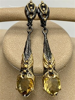 *Серьги Цитрин Бразилия АРТ 60393 ВЕС 13,15 Г - фото 218914
