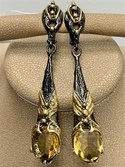 *Серьги Цитрин Бразилия АРТ 60393 ВЕС 13,15 Г - фото 218915