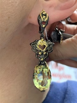 *Серьги Цитрин Бразилия АРТ 64387 ВЕС 15,26 Г - фото 218991