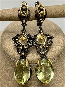 *Серьги Цитрин Бразилия АРТ 64387 ВЕС 15,26 Г - фото 218994