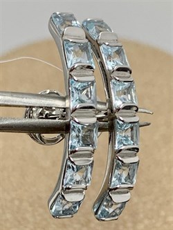 *Серьги пусеты Голубой Топаз арт. С620-6085Т-291 вес 2,26 г - фото 219285