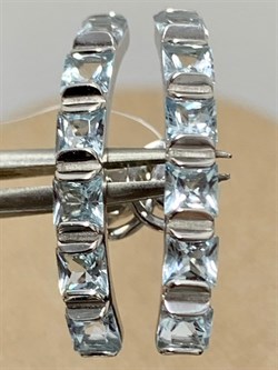 *Серьги пусеты Голубой Топаз арт. С620-6085Т-291 вес 2,26 г - фото 219290