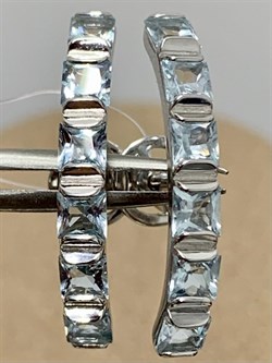 *Серьги пусеты Голубой Топаз арт. С620-6085Т-291 вес 2,26 г - фото 219291