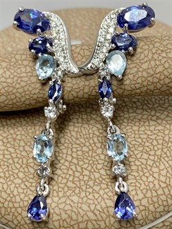 *Серьги Микс Танзанит иск Голубой Топаз арт. С620-4148М6-313 (вес 3,78 г) - фото 219293
