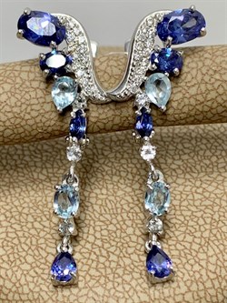 *Серьги Микс Танзанит иск Голубой Топаз арт. С620-4148М6-313 (вес 3,78 г) - фото 219300 *Серьги Микс Танзанит иск Голубой Топаз арт. С620-4148М6-313 (вес 3,78 г) - фото 219300