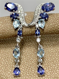 *Серьги Микс Танзанит иск Голубой Топаз арт. С620-4148М6-313 (вес 3,78 г) - фото 219301 *Серьги Микс Танзанит иск Голубой Топаз арт. С620-4148М6-313 (вес 3,78 г) - фото 219301