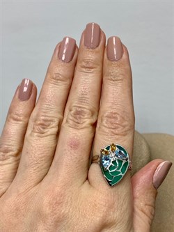 *Кольцо р.18 Микс Голубой Топаз Цитрин Эмаль арт. К6210-5379М1-855 вес 3,42 г - фото 219389 *Кольцо р.18 Микс Голубой Топаз Цитрин Эмаль арт. К6210-5379М1-855 вес 3,42 г - фото 219389