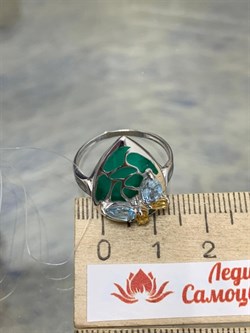 *Кольцо р.18 Микс Голубой Топаз Цитрин Эмаль арт. К6210-5379М1-855 вес 3,42 г - фото 219393 *Кольцо р.18 Микс Голубой Топаз Цитрин Эмаль арт. К6210-5379М1-855 вес 3,42 г - фото 219393