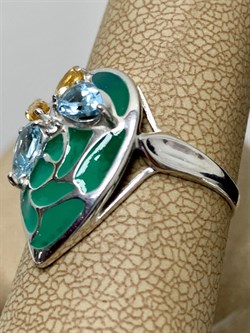 *Кольцо р.18 Микс Голубой Топаз Цитрин Эмаль арт. К6210-5379М1-855 вес 3,42 г - фото 219395 *Кольцо р.18 Микс Голубой Топаз Цитрин Эмаль арт. К6210-5379М1-855 вес 3,42 г - фото 219395