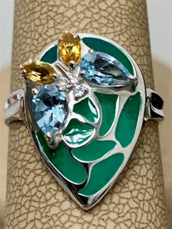 *Кольцо р.18 Микс Голубой Топаз Цитрин Эмаль арт. К6210-5379М1-855 вес 3,42 г - фото 219396 *Кольцо р.18 Микс Голубой Топаз Цитрин Эмаль арт. К6210-5379М1-855 вес 3,42 г - фото 219396