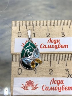 *Подвеска Микс Голубой Топаз Цитрин Эмаль арт. П6210-5379М1-424 вес 2,64 г - фото 219402 *Подвеска Микс Голубой Топаз Цитрин Эмаль арт. П6210-5379М1-424 вес 2,64 г - фото 219402