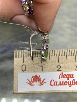 *Серьги Хризолит Аметист арт. С620-3526М10-217 вес 8,8 г - фото 219599