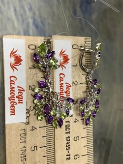 *Серьги Хризолит Аметист арт. С620-3526М10-217 вес 8,8 г - фото 219601