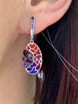 *Серьги Микс Аметист Гранат Родолит Эмаль арт. С6215-5380М7-910 вес 6,22 г - фото 219641 *Серьги Микс Аметист Гранат Родолит Эмаль арт. С6215-5380М7-910 вес 6,22 г - фото 219641