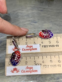 *Серьги Микс Аметист Гранат Родолит Эмаль арт. С6215-5380М7-910 вес 6,22 г - фото 219644 *Серьги Микс Аметист Гранат Родолит Эмаль арт. С6215-5380М7-910 вес 6,22 г - фото 219644