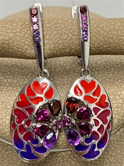 *Серьги Микс Аметист Гранат Родолит Эмаль арт. С6215-5380М7-910 вес 6,22 г - фото 219646 *Серьги Микс Аметист Гранат Родолит Эмаль арт. С6215-5380М7-910 вес 6,22 г - фото 219646