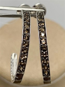 *Серьги Пуссеты Дымчатый Кварц Эмаль арт. С6215-5965ТР-147 вес 4,94 г - фото 219657