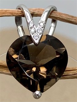 *Подвеска Сердце Дымчатый Кварц арт. П620-815ТР-379 вес 1,2 г - фото 219715 *Подвеска Сердце Дымчатый Кварц арт. П620-815ТР-379 вес 1,2 г - фото 219715