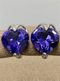 *Серьги Сердце Танзанит иск арт. С630-815СТнз-315 вес  3,23 г - фото 220170 *Серьги Сердце Танзанит иск арт. С630-815СТнз-315 вес  3,23 г - фото 220170