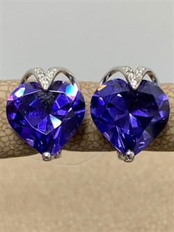 *Серьги Сердце Танзанит иск арт. С630-815СТнз-315 вес  3,23 г - фото 220171 *Серьги Сердце Танзанит иск арт. С630-815СТнз-315 вес  3,23 г - фото 220171