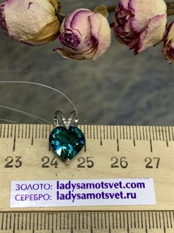 *Подвеска Сердце Турмалин иск арт. П630-815СЗ-179 вес 1,3 г - фото 220206