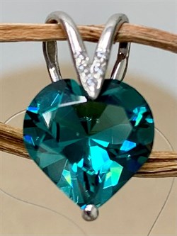 *Подвеска Сердце Турмалин иск арт. П630-815СЗ-179 вес 1,3 г - фото 220208