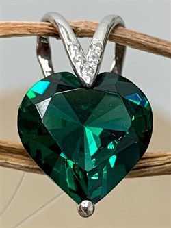 *Подвеска Сердце Турмалин иск арт. П630-815СТрм-155 вес 1,31 г - фото 220210