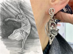 *Серьги Балерины Белый Фианит арт. 12701с-734 вес 16,03 г - фото 220516 *Серьги Балерины Белый Фианит арт. 12701с-734 вес 16,03 г - фото 220516