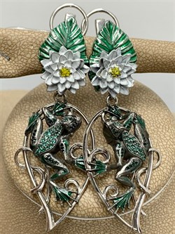 *Серьги Эмаль Фианит арт. 12766с-242 вес 19,02 г - фото 220564