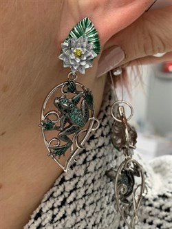 *Серьги Эмаль Фианит арт. 12766с-242 вес 19,02 г - фото 220565