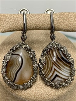 *Серьги Агат Ботсвана Арт 2299 Вес 14.22 г - фото 222279 *Серьги Агат Ботсвана Арт 2299 Вес 14.22 г - фото 222279