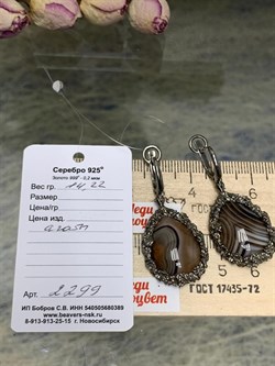 *Серьги Агат Ботсвана Арт 2299 Вес 14.22 г - фото 222280 *Серьги Агат Ботсвана Арт 2299 Вес 14.22 г - фото 222280