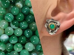 *Пусеты Зеленый Агат Арт 2275 Вес 4,54 г - фото 222307 *Пусеты Зеленый Агат Арт 2275 Вес 4,54 г - фото 222307