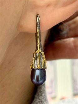 *Серьги Петли Черный Жемчуг Арт 2095-10,12 Вес 10,12 г - фото 222312 *Серьги Петли Черный Жемчуг Арт 2095-10,12 Вес 10,12 г - фото 222312