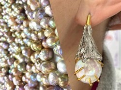 *Серьги Белый Жемчуг Барокко Арт 2110-20,44 Вес 20,44 г - фото 222349