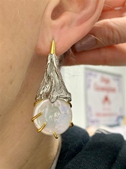 *Серьги Белый Жемчуг Барокко Арт 2110-20,44 Вес 20,44 г - фото 222350