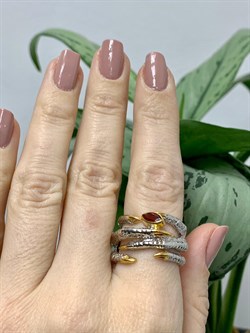 *Кольцо р.18 Лапка Гранат Пироп АРТ 1169 Вес 10 г - фото 222372