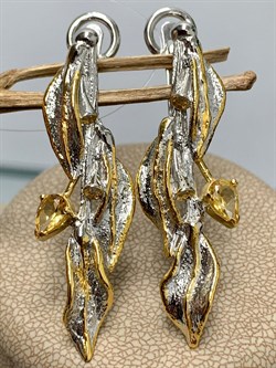 *Серьги Цитрин Урал Арт 2191 Вес 10,49 г - фото 222508