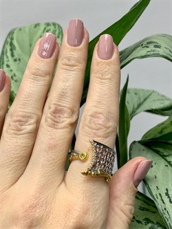 *Кольцо р.18 Хризолит Арт 1645 Вес 4,87 г - фото 222696