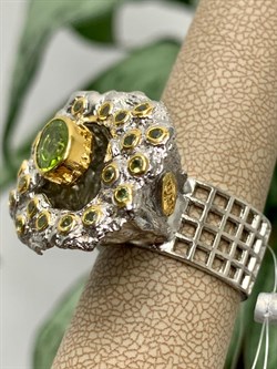 *Кольцо р.18,25 Хризолит Урал АРТ 1224-496 Вес 13,88 г - фото 222726