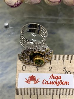 *Кольцо р.18,25 Хризолит Урал АРТ 1224-496 Вес 13,88 г - фото 222731