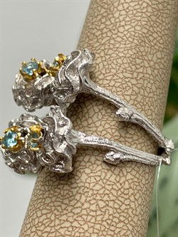 *Кольцо р.18,5 Голубой Топаз Арт 1890-162 Вес 9,64 г - фото 222816