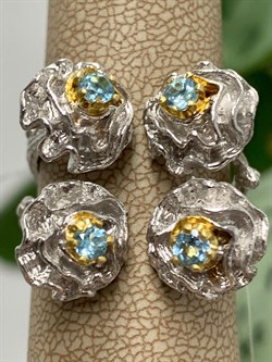 *Кольцо р.18,5 Голубой Топаз Арт 1890-162 Вес 9,64 г - фото 222817