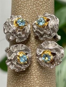 *Кольцо р.18,5 Голубой Топаз Арт 1890-162 Вес 9,64 г - фото 222818