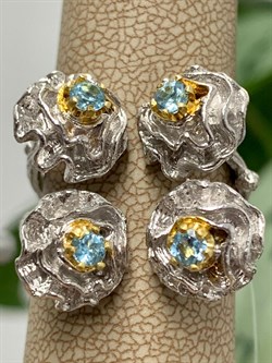 *Кольцо р.18,5 Голубой Топаз Арт 1890-162 Вес 9,64 г - фото 222819